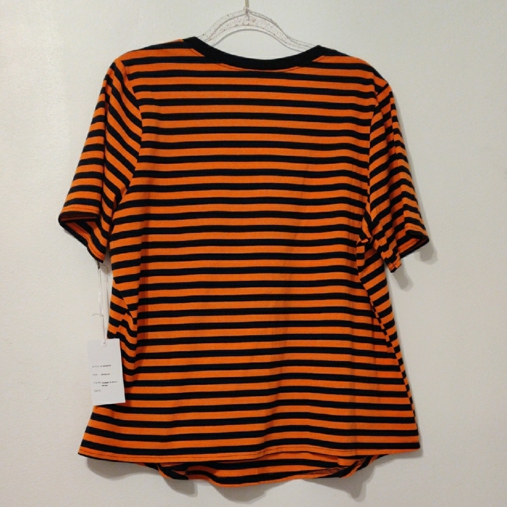 Unique Vintage Orange and Black Striped Tee - Picture 2 of 12
